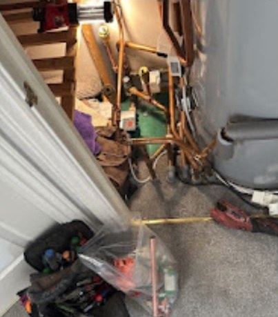 Pipework in a cupboard